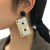 Cassette Tape Disco Earrings Drop Dangle Women 90s Party Ear Jewelry