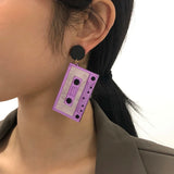 Cassette Tape Disco Earrings Drop Dangle Women 90s Party Ear Jewelry
