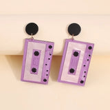 Cassette Tape Disco Earrings Drop Dangle Women 90s Party Ear Jewelry