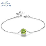 Lamoon 7mm Peridot 925 Silver Charm Bracelet S925 LMHI039