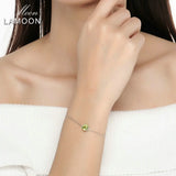 Lamoon 7mm Peridot 925 Silver Charm Bracelet S925 LMHI039