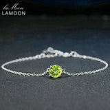 Lamoon 7mm Peridot 925 Silver Charm Bracelet S925 LMHI039