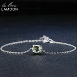 Lamoon 925 Silver 1.3ct Square Green Peridot Bracelet