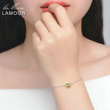 Lamoon 925 Silver 1.3ct Square Green Peridot Bracelet