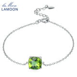 Lamoon 925 Silver 1.3ct Square Green Peridot Bracelet