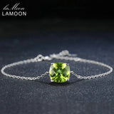 Lamoon 925 Silver 1.3ct Square Green Peridot Bracelet