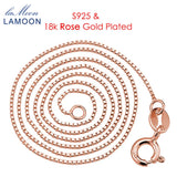 Lamoon 925 Silver Box Chain Necklace for Men and Women