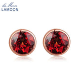 Lamoon Red Garnet Stud Earrings 925 Sterling Silver