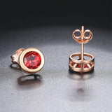 Lamoon Red Garnet Stud Earrings 925 Sterling Silver