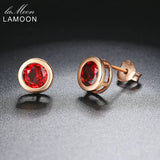Lamoon Red Garnet Stud Earrings 925 Sterling Silver