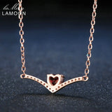 Lamoon Red Garnet 925 Silver Pendant Necklace