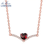 Lamoon Red Garnet 925 Silver Pendant Necklace