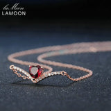 Lamoon Red Garnet 925 Silver Pendant Necklace