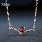 Lamoon Red Garnet 925 Silver Pendant Necklace