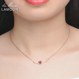 Lamoon Red Garnet 925 Silver Pendant Necklace