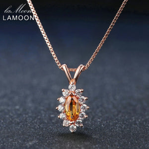 Horse Eye Shape Natural Citrine 925 Sterling Silver Pendant Necklace S925
