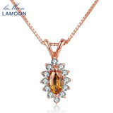 Horse Eye Shape Natural Citrine 925 Sterling Silver Pendant Necklace S925