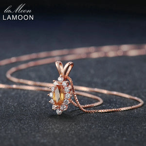 Horse Eye Shape Natural Citrine 925 Sterling Silver Pendant Necklace S925