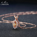 Horse Eye Shape Natural Citrine 925 Sterling Silver Pendant Necklace S925