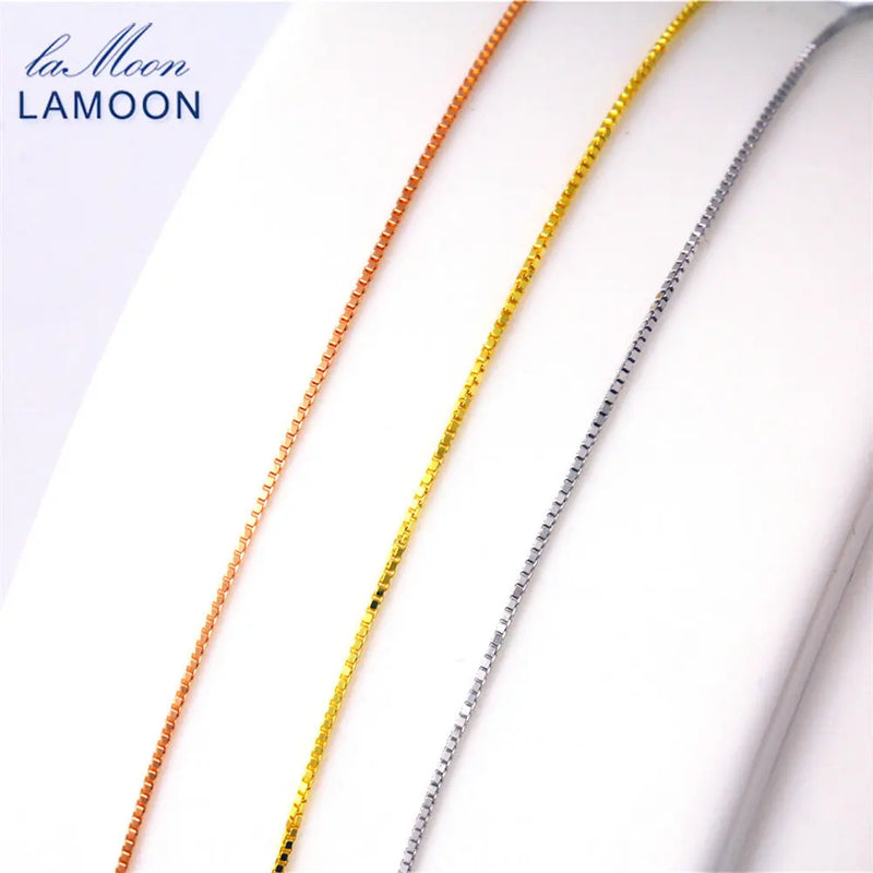Lamoon 40+5cm 925 Sterling Silver Box Chain Necklace for Men and Woman