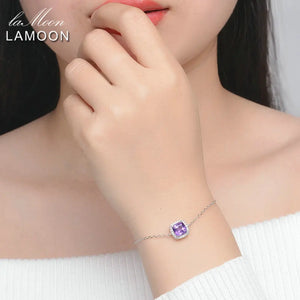 Lamoon Purple Amethyst Plated Bracelet 925 Sterling Silver