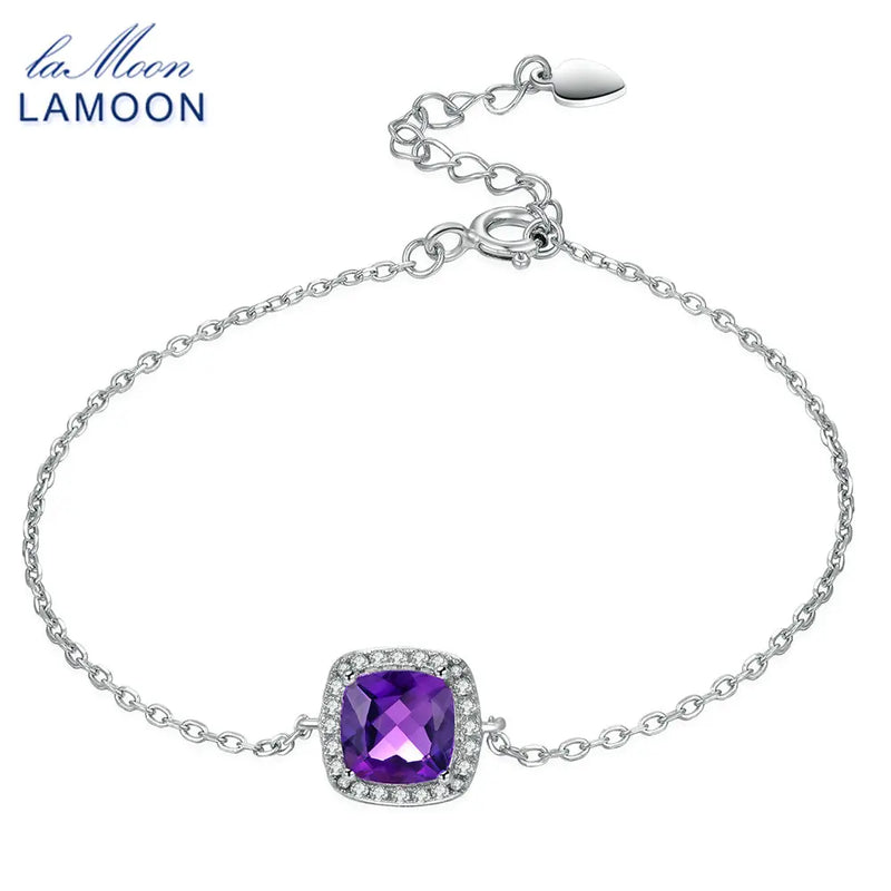 Lamoon Purple Amethyst Plated Bracelet 925 Sterling Silver
