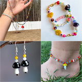 Mushroom Beads Craft Kit with Metal Pendant Jewelry Finding