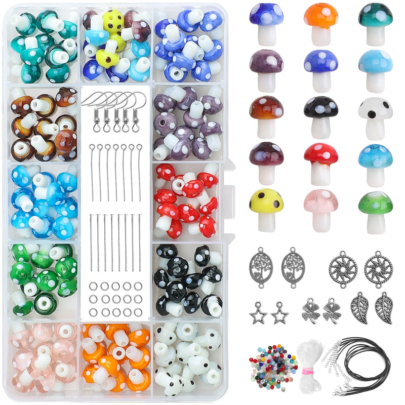 Mushroom Beads Craft Kit with Metal Pendant Jewelry Finding