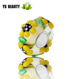 Sunflower Glass Bead Bracelet DIY Collar Sterling Silver