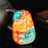 Landscape Jade Pendant Chinese Necklace Hand-Carved Natural Charm Jewelry Amulet