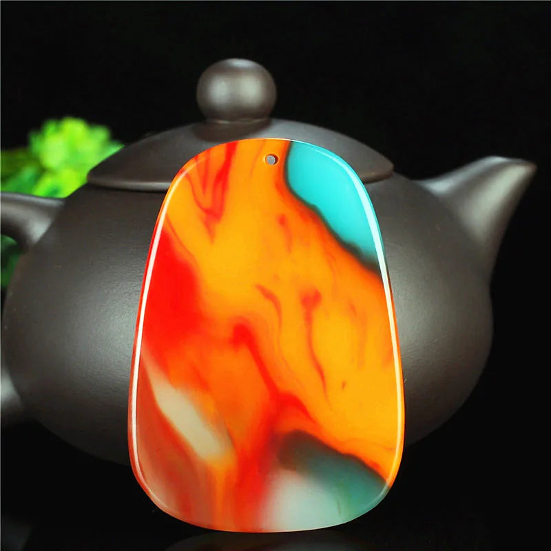 Landscape Jade Pendant Chinese Necklace Hand-Carved Natural Charm Jewelry Amulet