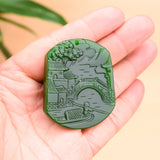 Green Jade Pendant Necklace Chinese Jewelry Natural Jadeite Carved Charm Amulet