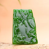 Green Jade Pendant Necklace Chinese Gemstone Hand-Carved Charm Jewellery