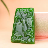 Green Jade Pendant Necklace Chinese Gemstone Hand-Carved Charm Jewellery