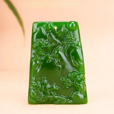Green Jade Pendant Necklace Chinese Gemstone Hand-Carved Charm Jewellery