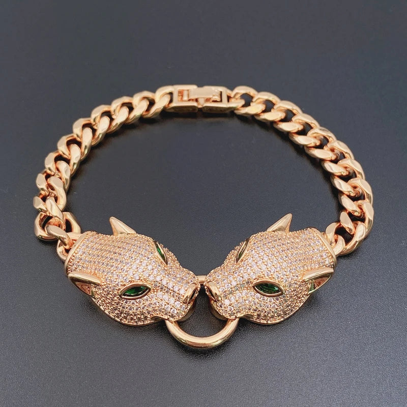 Lanruisha Leopard Chain Bracelet with Zirconium Inlay
