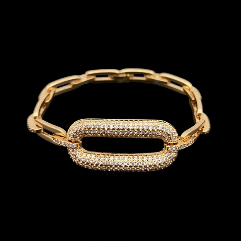 Lanruisha Copper Chain Zircon Geometric Square Bracelet