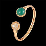 Elastic Bangle Women Jewelry Colored Stone Copper Bracelet Zircon Inlaid