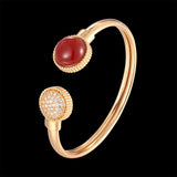 Elastic Bangle Women Jewelry Colored Stone Copper Bracelet Zircon Inlaid