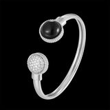 Elastic Bangle Women Jewelry Colored Stone Copper Bracelet Zircon Inlaid