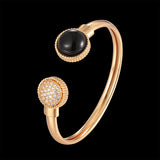 Elastic Bangle Women Jewelry Colored Stone Copper Bracelet Zircon Inlaid