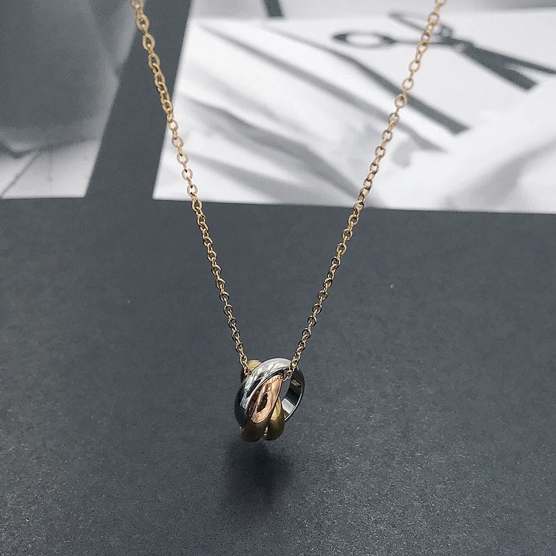Lanruisha Stainless Steel Women's Necklace Pendant with Three Circles