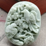 Lantian Jade Flowers and Birds Pendant Necklace Accessories Jewelry Amulets