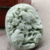 Lantian Jade Flowers and Birds Pendant Necklace Accessories Jewelry Amulets