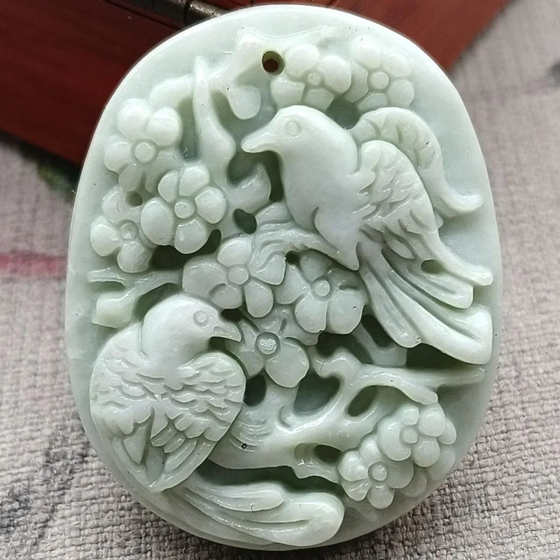 Lantian Jade Flowers and Birds Pendant Necklace Accessories Jewelry Amulets