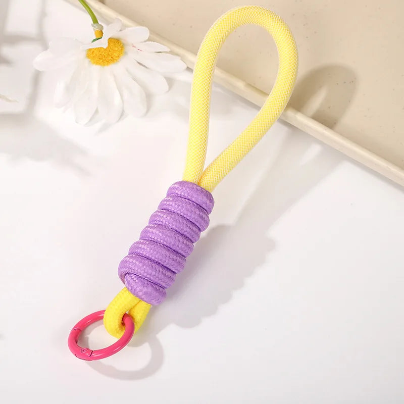 Fluorescent Phone Strap Mesh Lanyard Braided Keycord Accessories