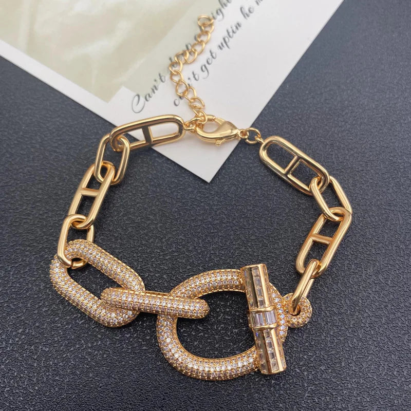 Lanyika Chain Charm Bracelett Tree Difformity Inlaid Geometry Circle