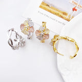 Lanyika Copper Earrings Flower With Vine Ear Ring Micro Pave Zircon