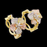 Lanyika Copper Earrings Flower With Vine Ear Ring Micro Pave Zircon