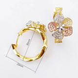 Lanyika Copper Earrings Flower With Vine Ear Ring Micro Pave Zircon